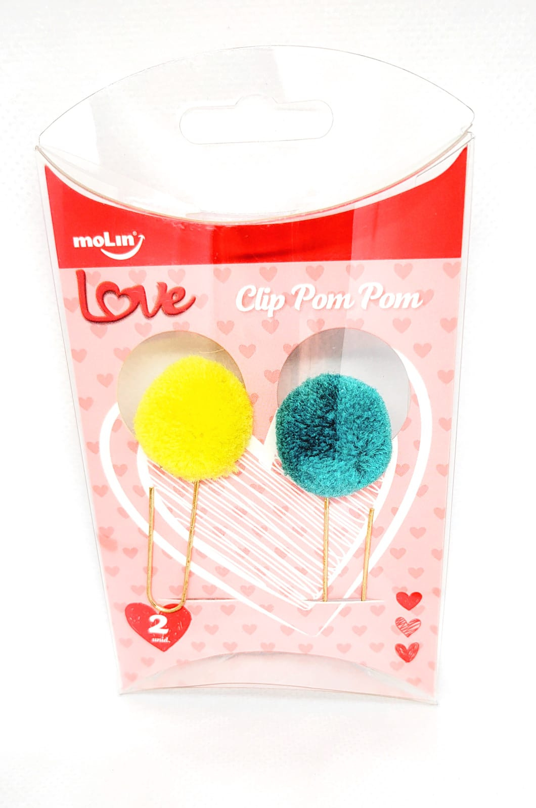 Clip Pom Pom Love 50mm - C/2 Und - Molin - Amarelo/verde