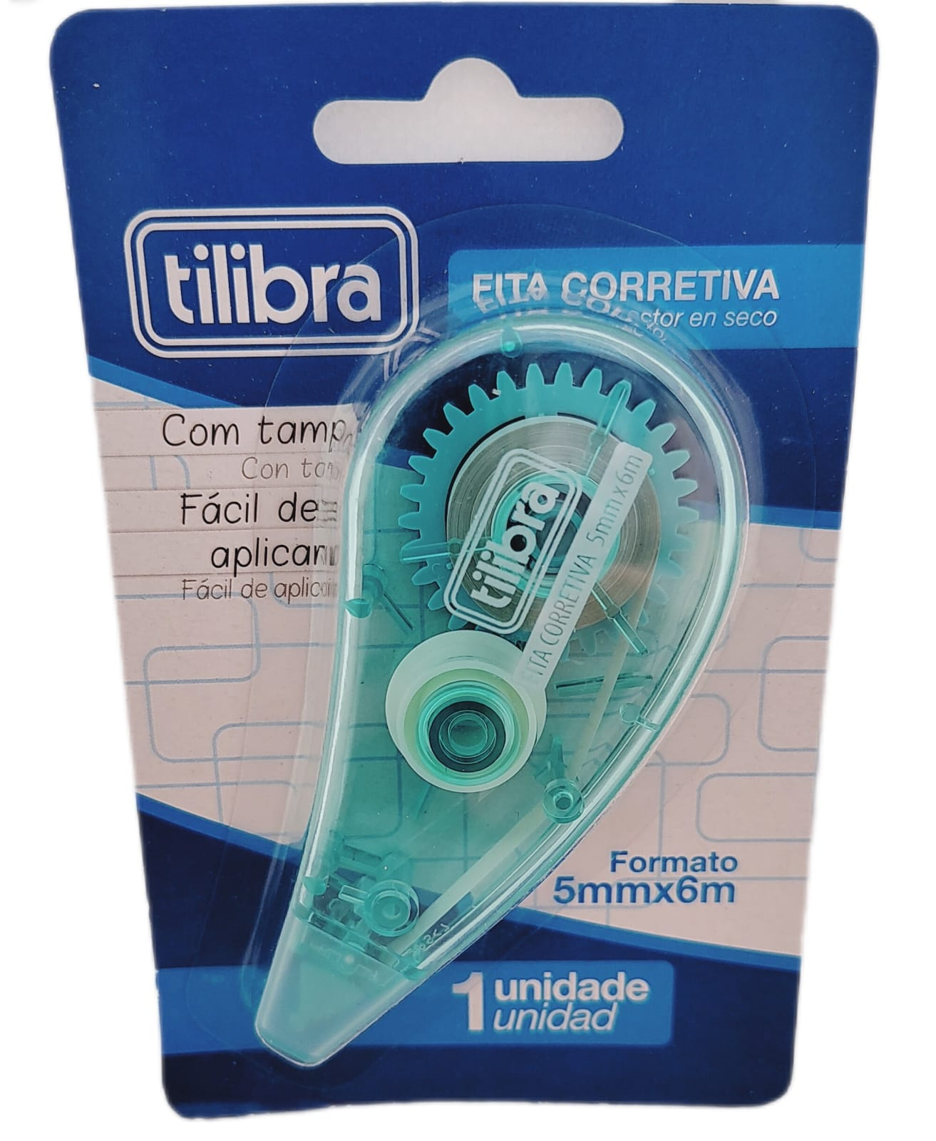 Corretivo Em Fita 5mmx6m Aqua - Blister C/1 Und - Tilibra