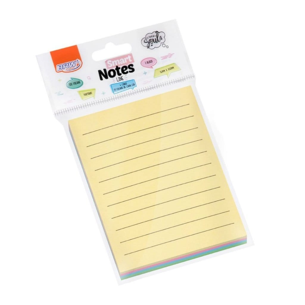 Bloco Adesivo Smart Notes Line 76x102mm Cor Pastel C/100 Fls - Brw