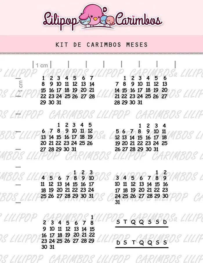 Kit Carimbos Em Silicone Lilipop -  Meses 