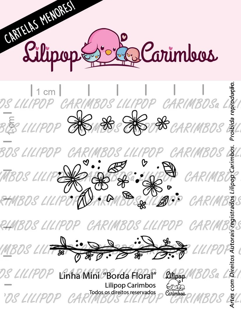 Kit Carimbos Mini Em Silicone  Lilipop - Borda Floral