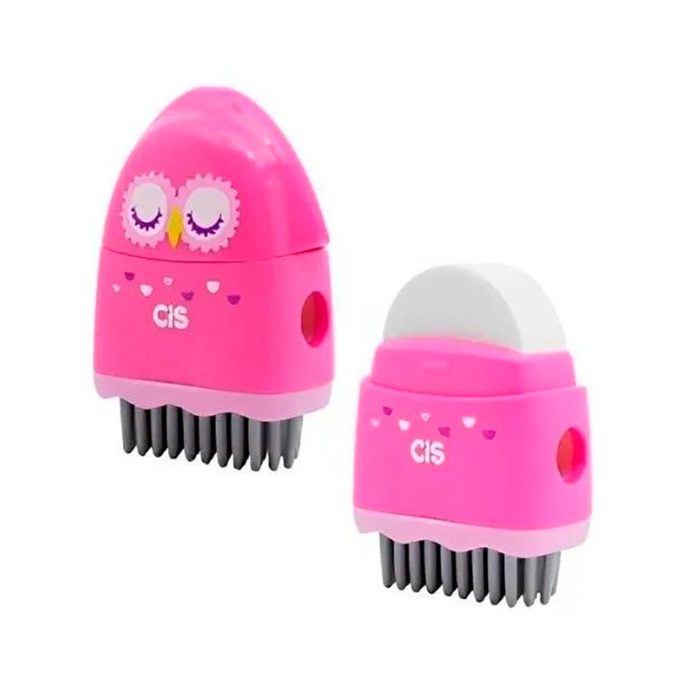 Apontador 490 Criatic  3 Em 1 (apontador + Borracha + Escova) - Cis - Rosa