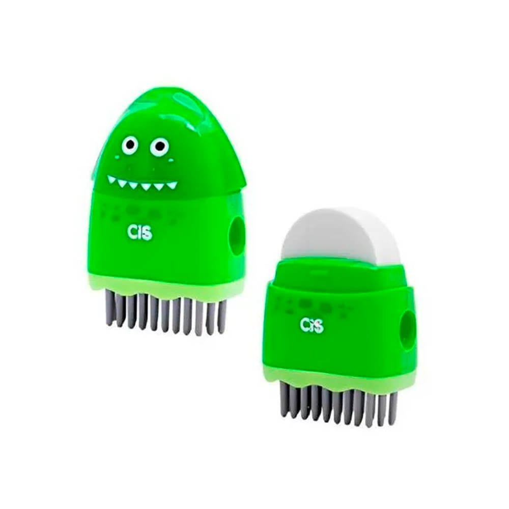 Apontador 490 Criatic  3 Em 1 (apontador + Borracha + Escova) - Cis - Verde