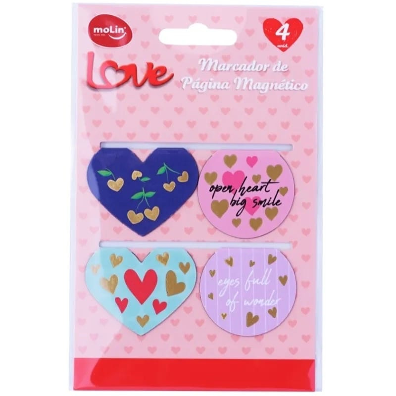 Marcador De Pág. Magnético Love Heart Molin C/ 4 Und