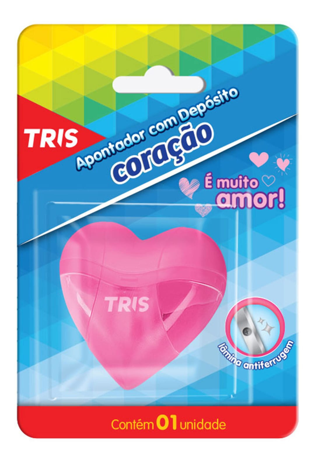 Apontador Com Depósito Coração -tris. Rosa