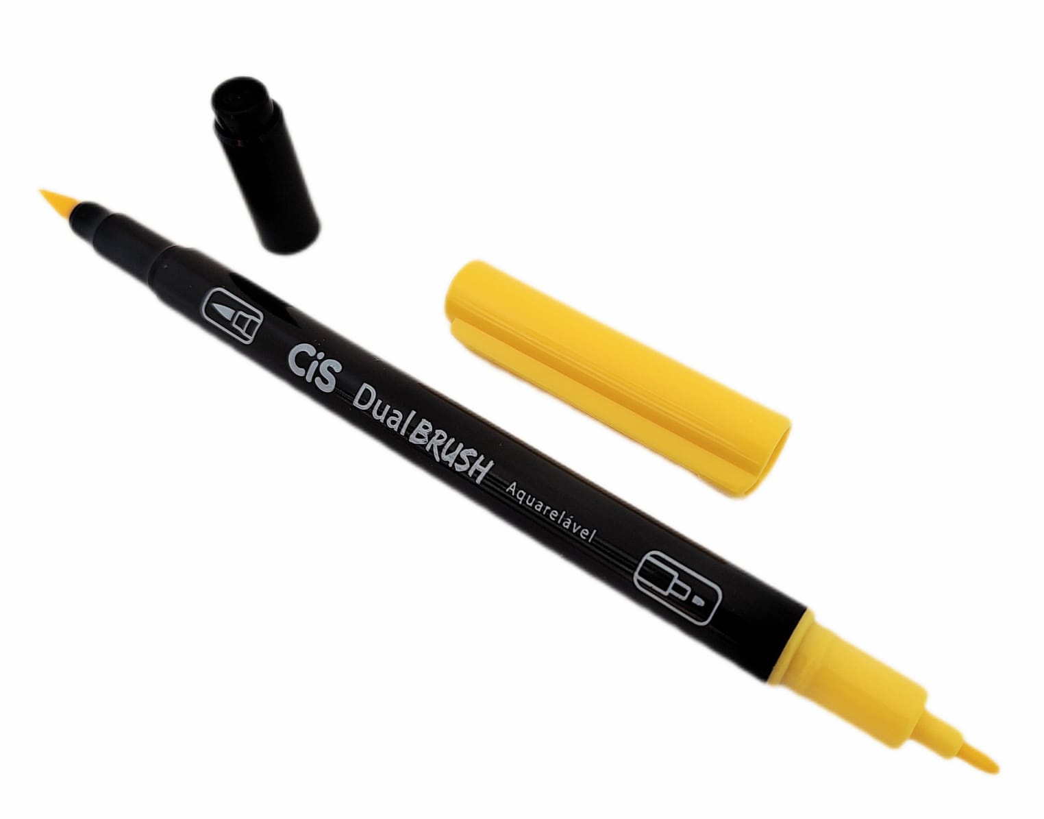Caneta Artística Aquarelável Cis Dual Brush - Amarelo - Cor 23
