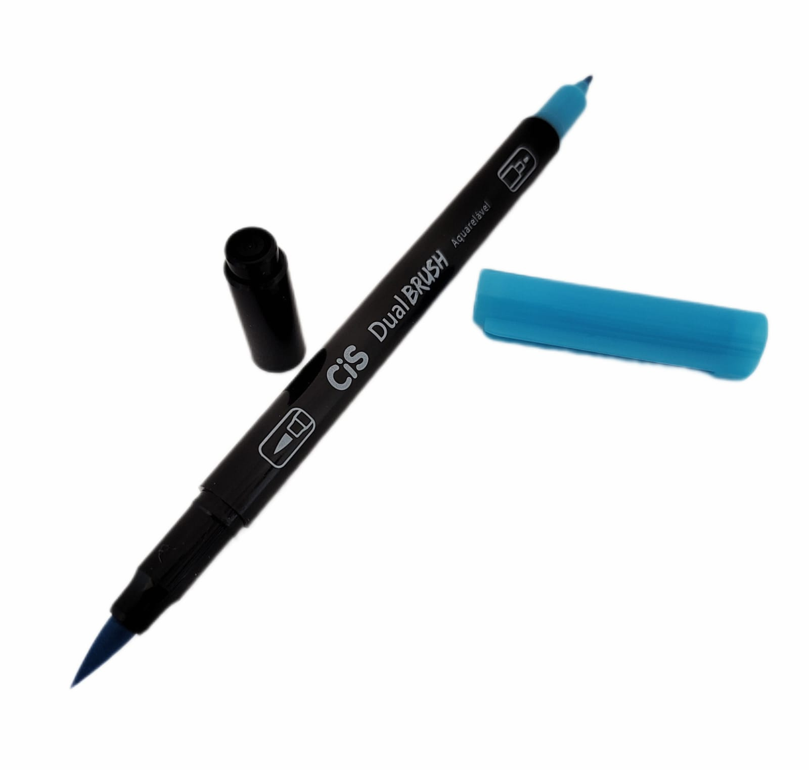 Caneta Artística Aquarelável Cis Dual Brush - Azul Claro - Cor 06