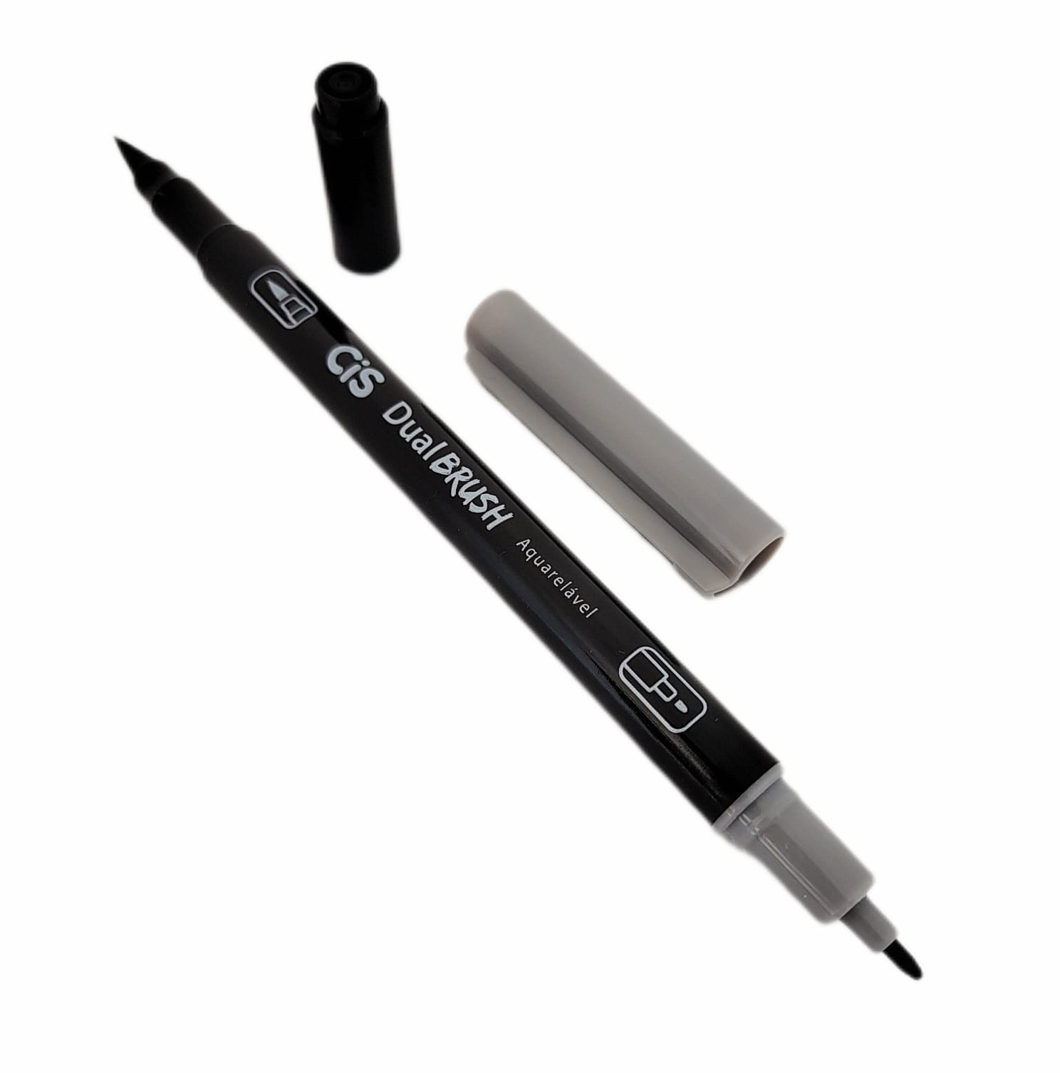 Caneta Artística Aquarelável Cis Dual Brush - Cinza - Cor 03