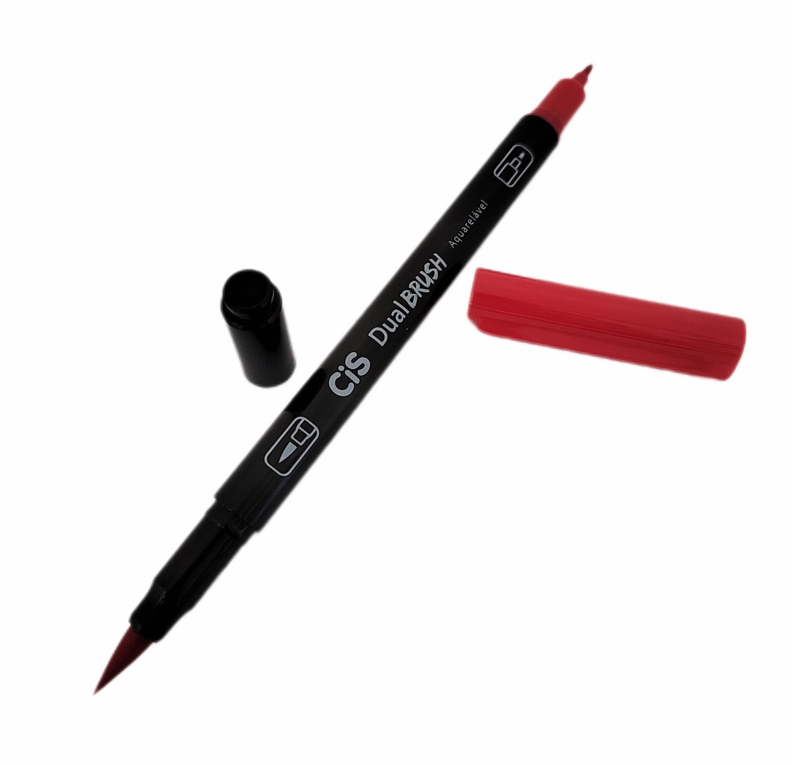 Caneta Artística Aquarelável Cis Dual Brush - Vermelho Escuro - Cor 15