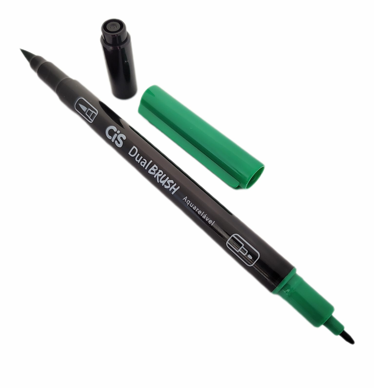 Caneta Artística Aquarelável Cis Dual Brush - Verde - Cor 09