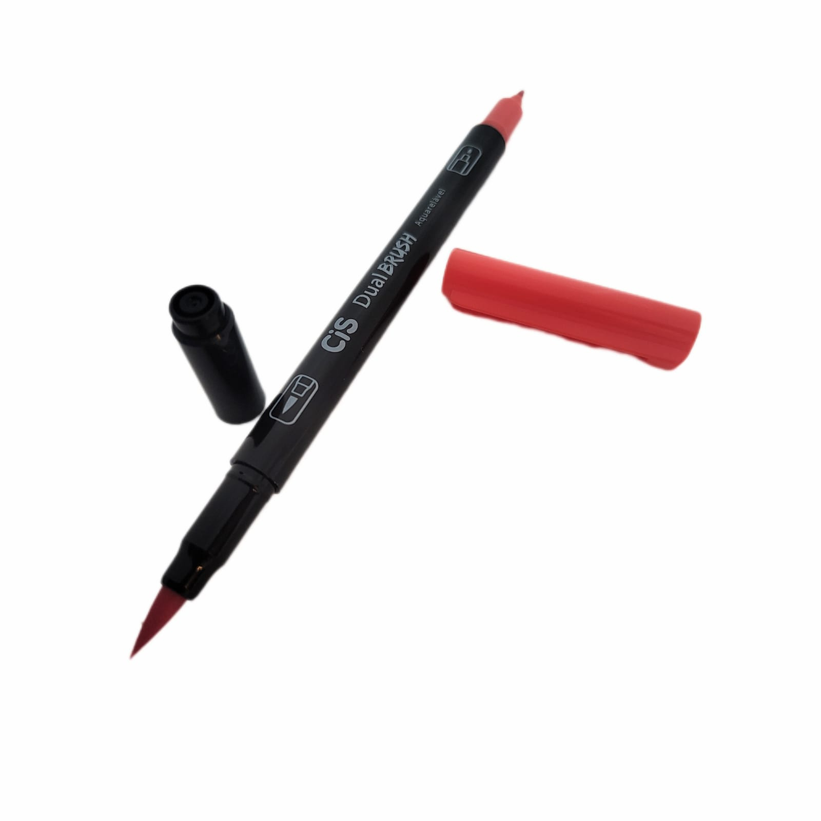 Caneta Artística Aquarelável Cis Dual Brush - Vermelho - Cor 17