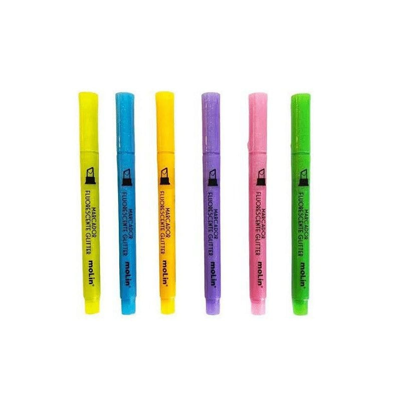 Marca Texto Fluorescente C/ Glitter - Molin - Laranja