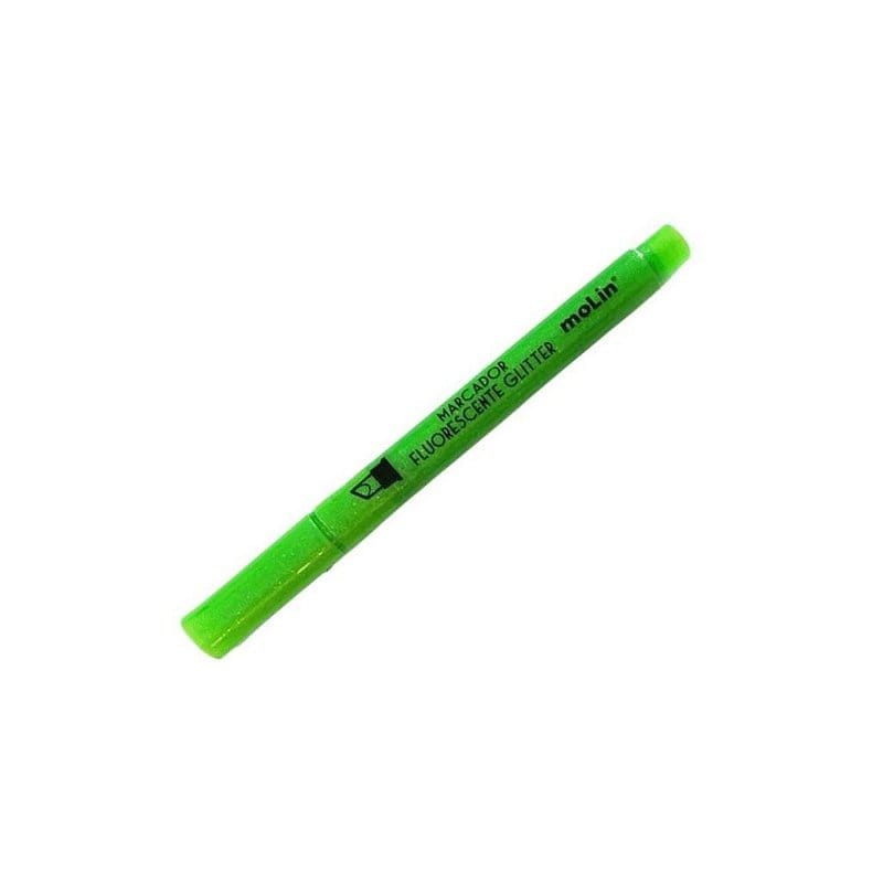 Marca Texto Fluorescente C/ Glitter - Molin - Verde