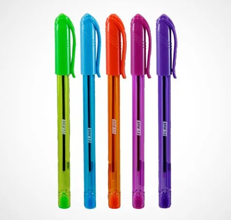 Caneta Esferográfica 1.0 mm Colorida 5 Cores  BRW - Cor Verde