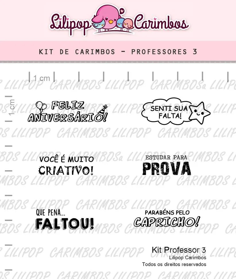 Cartela de Carimbo Em Silicone  Lilipop - Professor 3