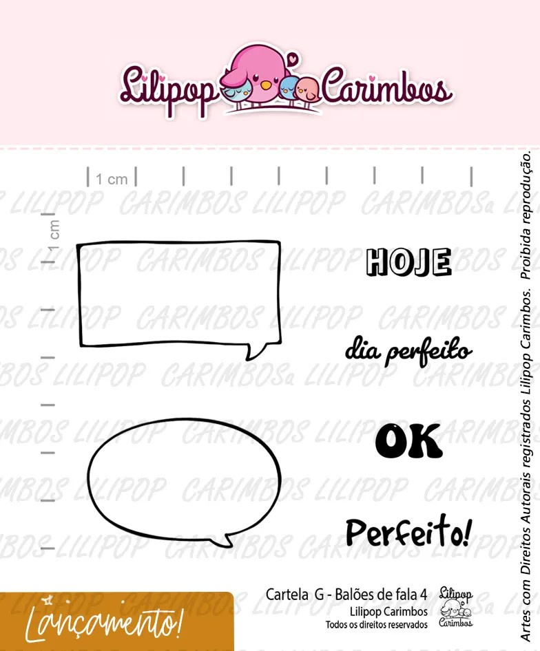 Cartela de Carimbo Em Silicone  Lilipop G - Balões de Fala 4
