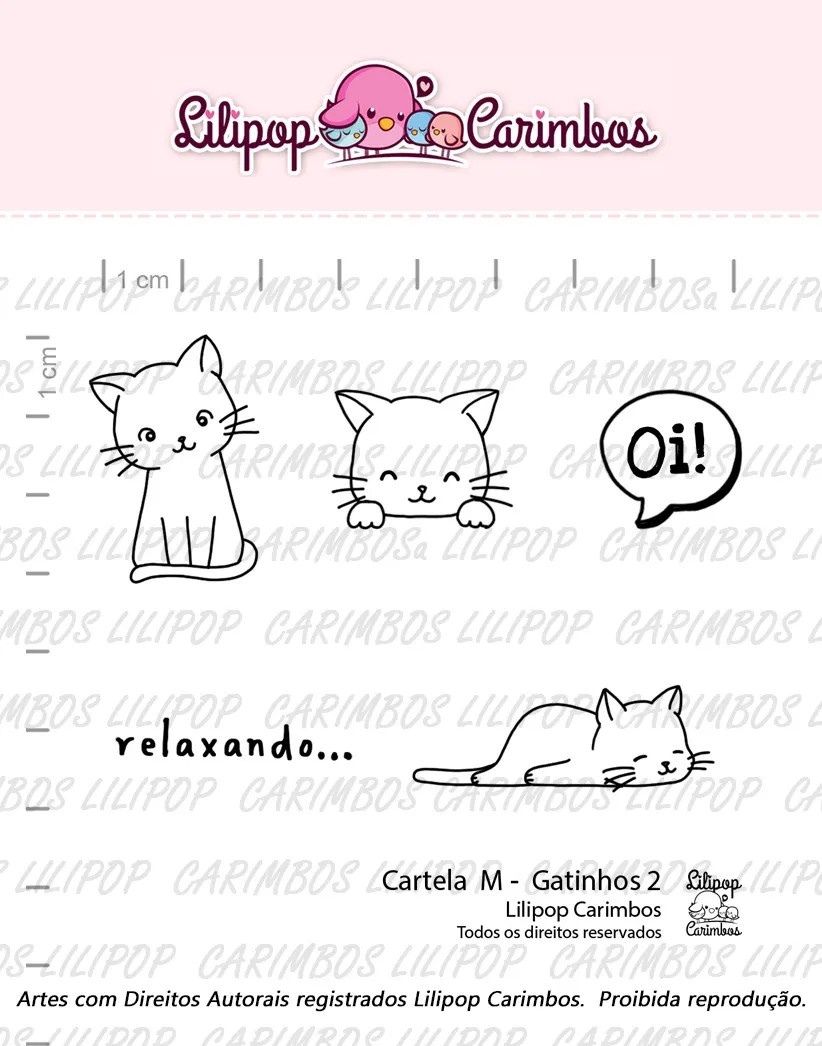 Cartela de Carimbo Em Silicone  Lilipop M - Gatinhos 2