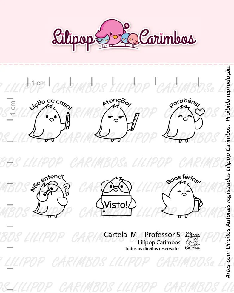 Cartela de Carimbo Em Silicone  Lilipop M - Professor 5