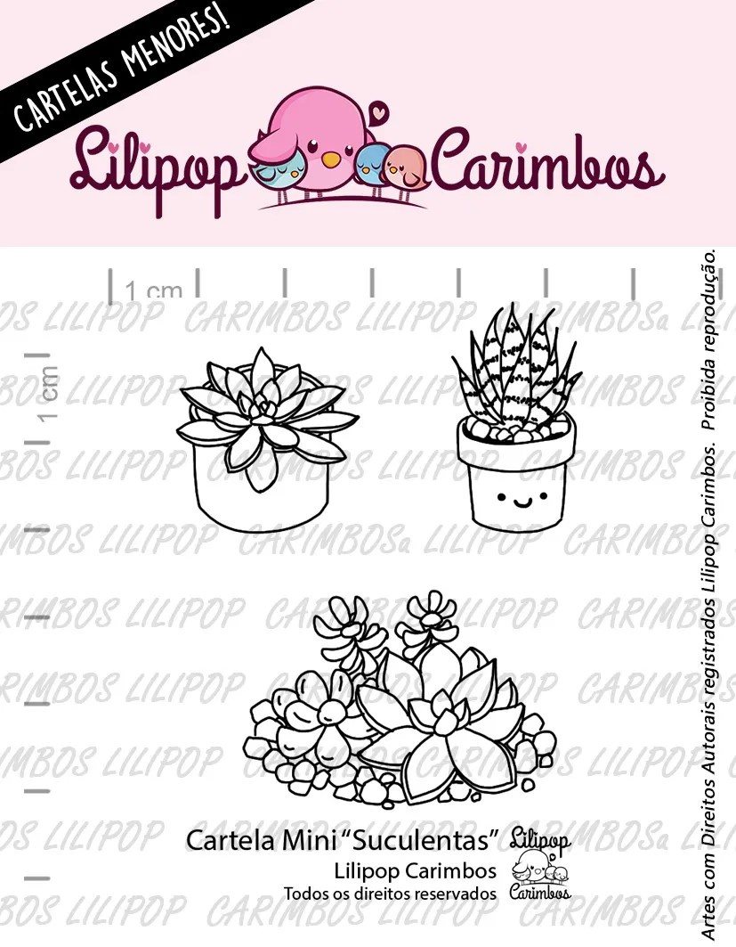 Mini Cartela de Carimbos Em Silicone  Lilipop - Suculentas