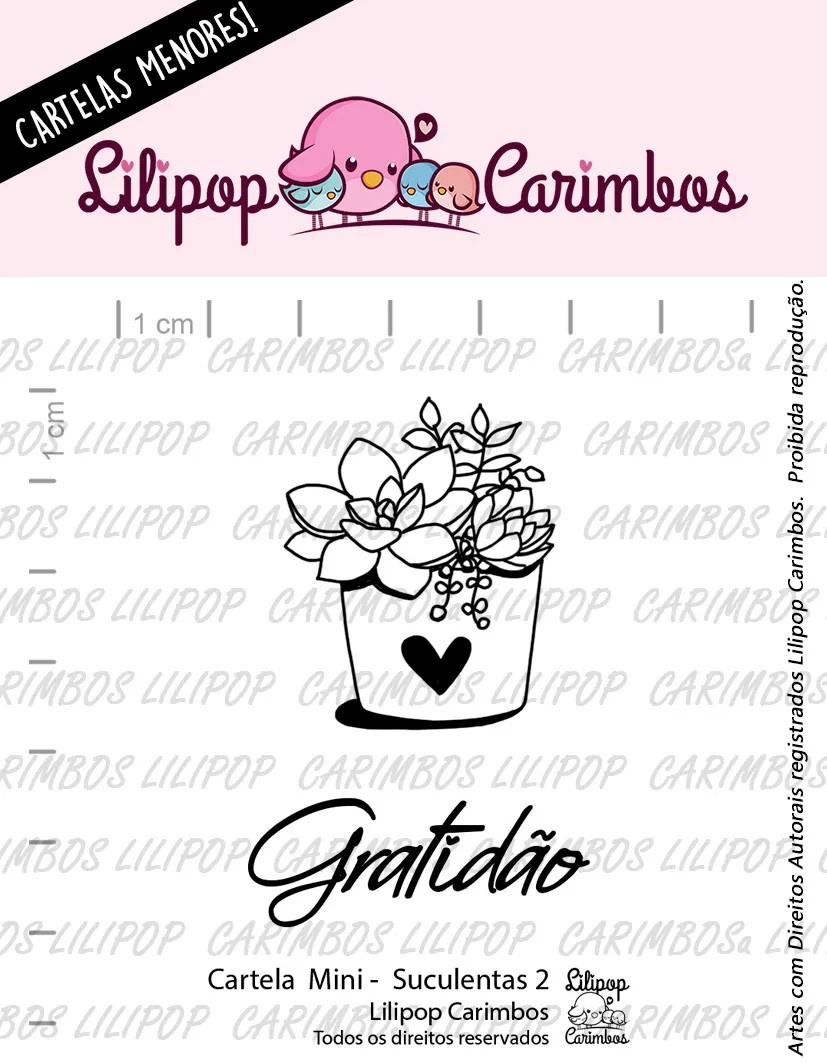 Mini Cartela de Carimbos Em Silicone  Lilipop - Suculentas 2