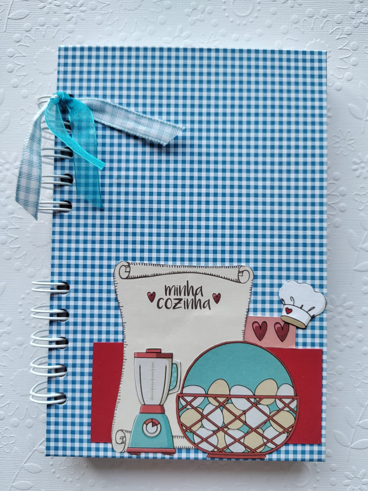Caderno de Receitas Com Capa Decorada Em Scrapbook, Personalizada 13cm X 19,5cm - Peça única