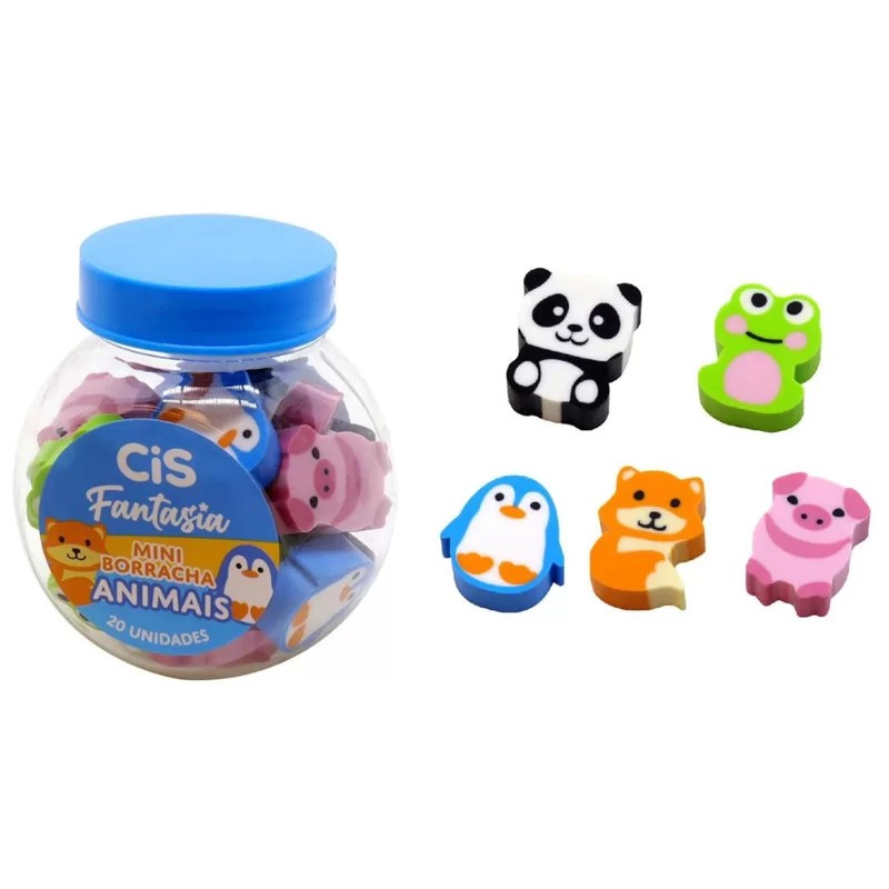 Borracha Cis Fantasia Mini Animais Potinho C/20un