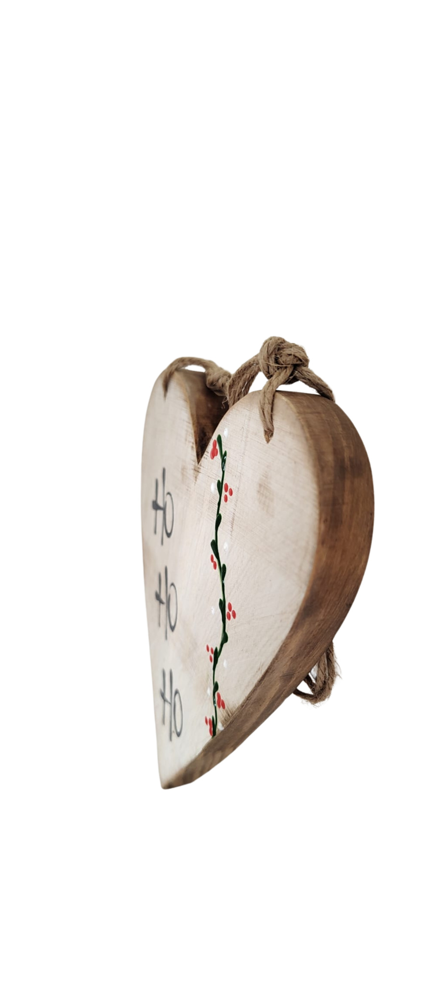 Coração De Madeira Pintado Cor Branco Pátina - HoHoHo ( 16 x 16 x 1,5 cm )