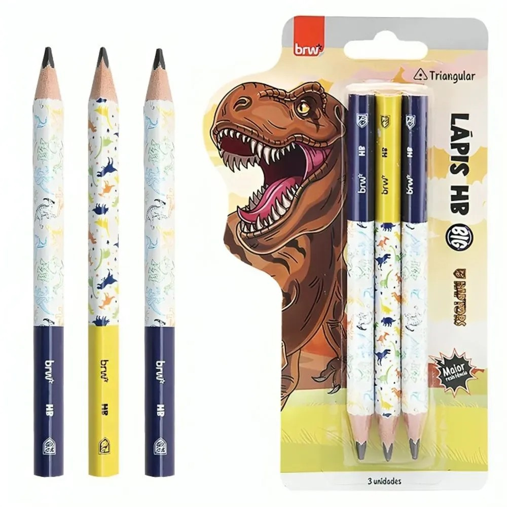 Kit Lápis Preto Hb Big Magic Triangular Blister C/ 3 Und. Brw - Raptors