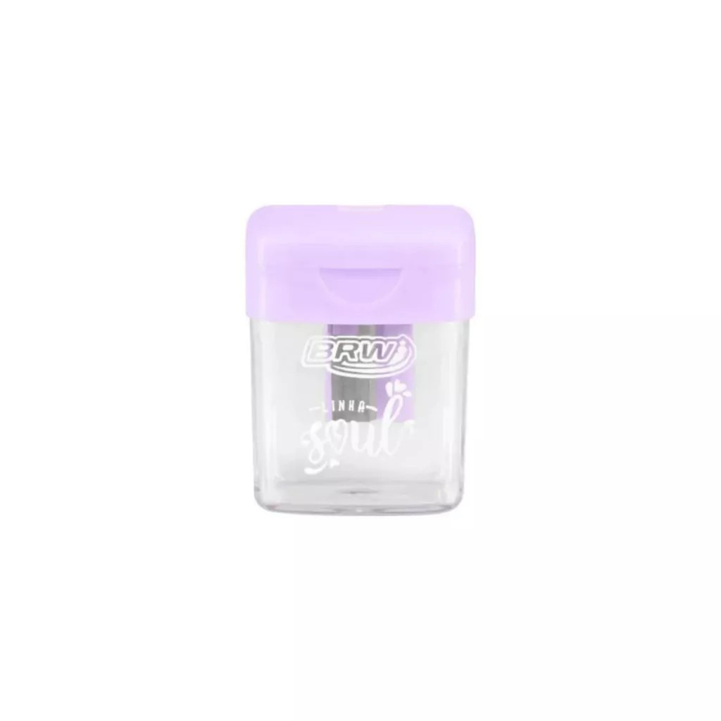 Apontador Plástico Quadrado Tom Pastel C/ Depósito  Brw - Lilás