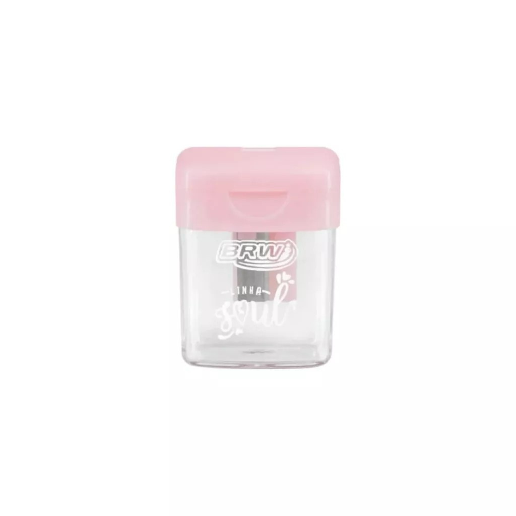 Apontador Plástico Quadrado Tom Pastel C/ Depósito  Brw - Rosa