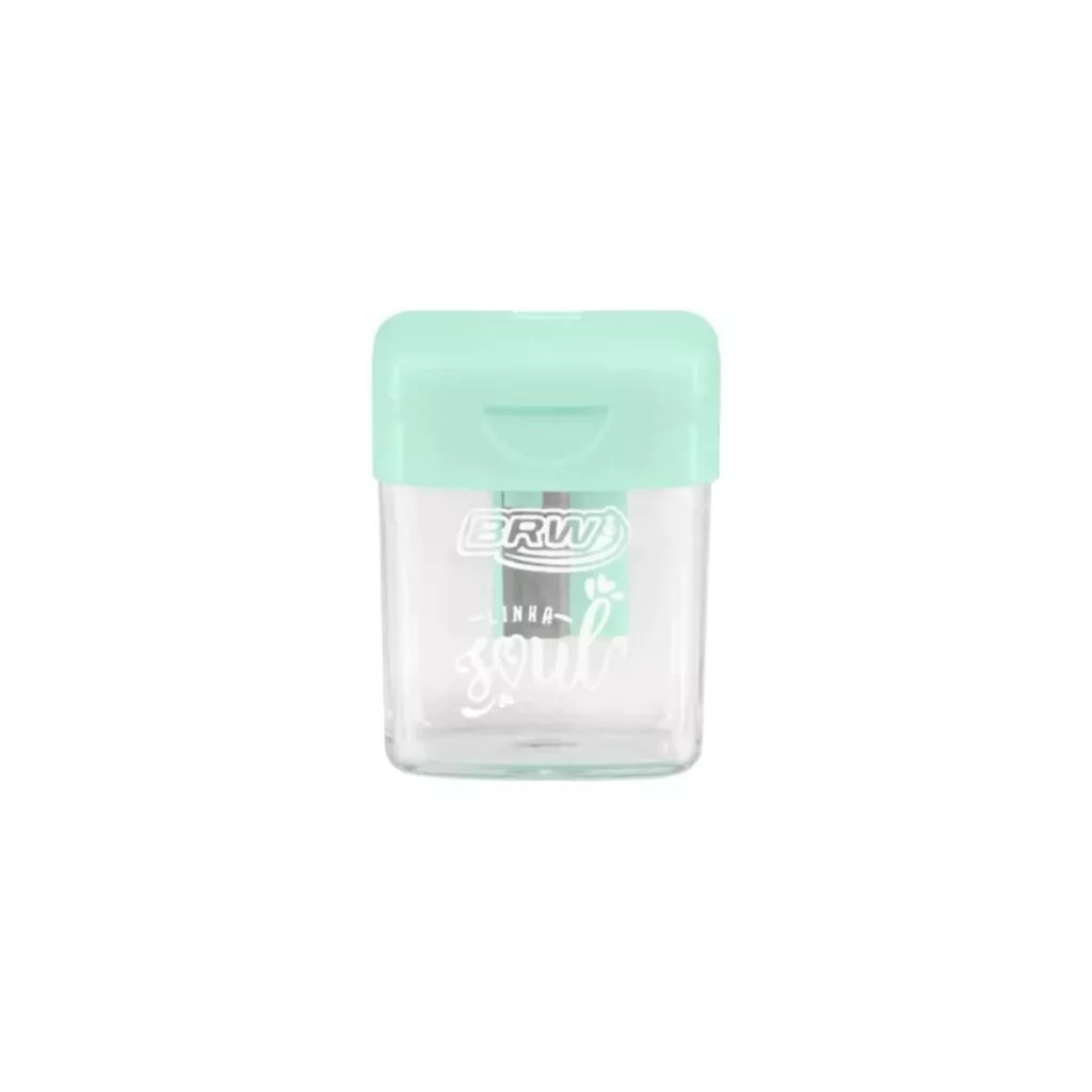 Apontador Plástico Quadrado Tom Pastel C/ Depósito  Brw - Verde